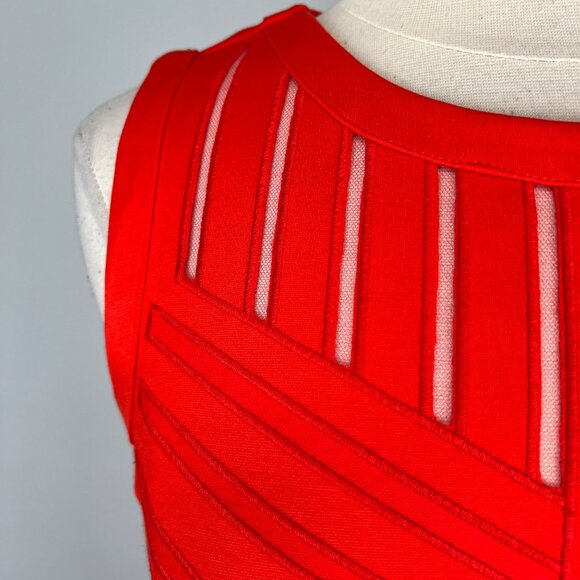 Tahari Womens Sleeveless Sheath Dress Geranium Red Stretch Ponte Knit size 4 - Picture 3 of 13